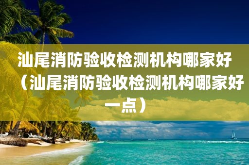 汕尾消防验收检测机构哪家好（汕尾消防验收检测机构哪家好一点）